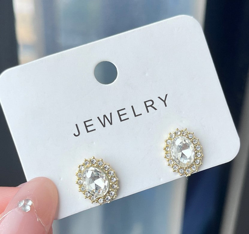 SILVER SMALL ZIRCON STUD KOREAN EARRINGS FOR WOMEN & GIRLS