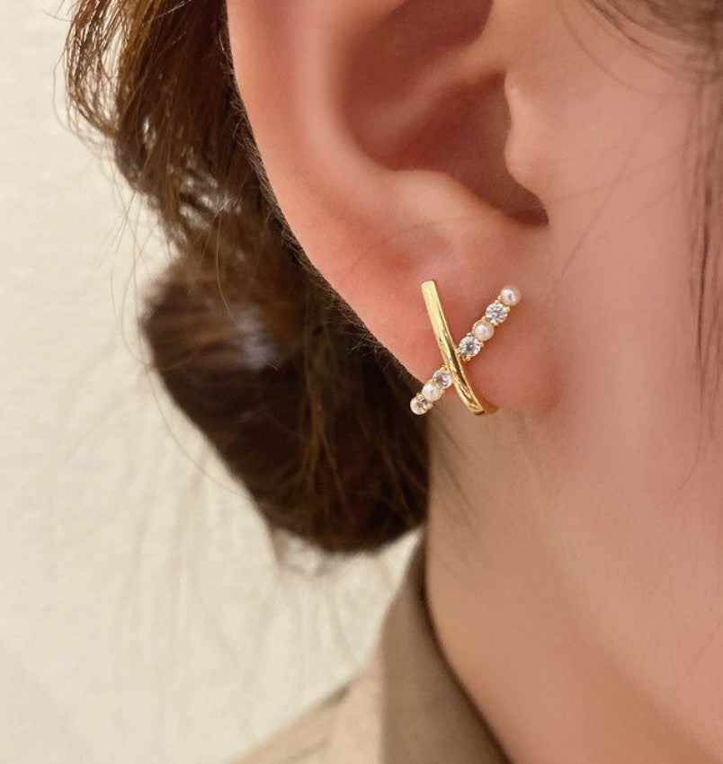 X LINE HUGGIE EARRINGS