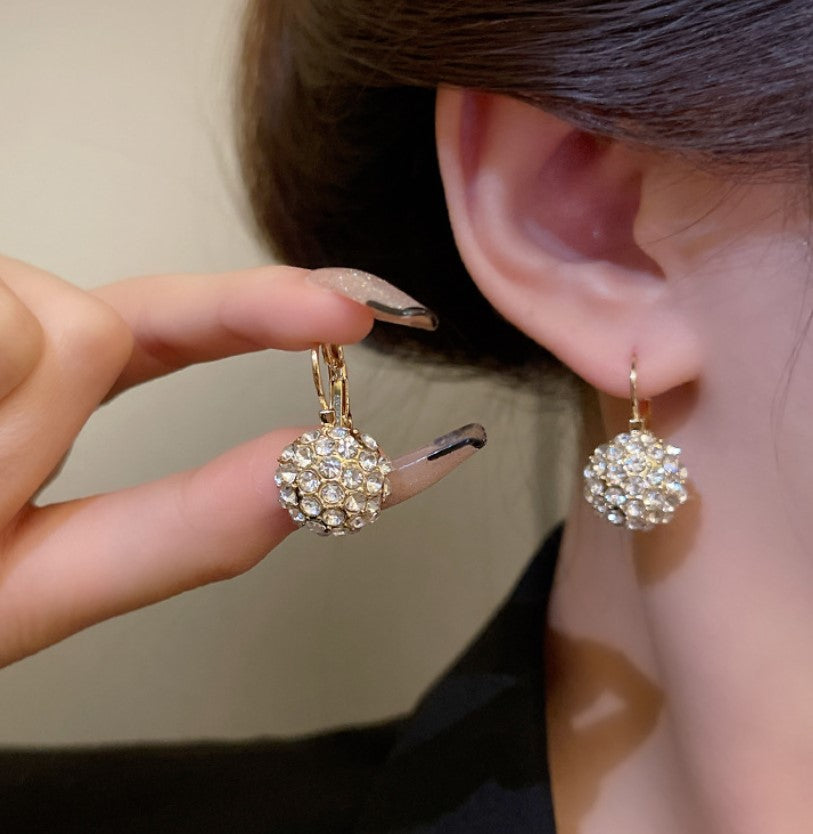 GOLD ZIRCON STUD DROP EARRING