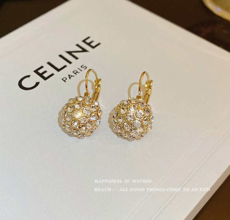 GOLD ZIRCON STUD DROP EARRING