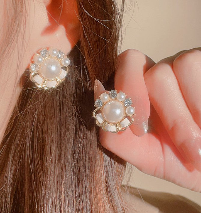 PEARLS ZIRCON STUD KOREAN EARRINGS