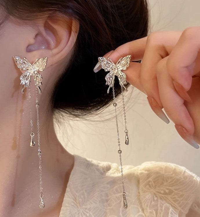 BUTTERFLY DROP KOREAN EARRINGS