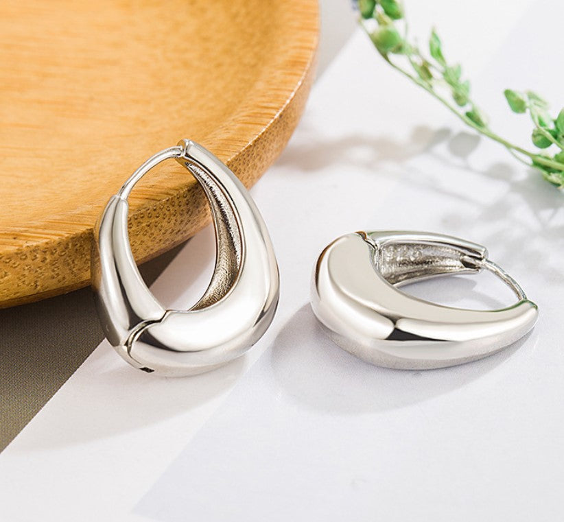 SILVER HOOP KOREAN EARRINGS