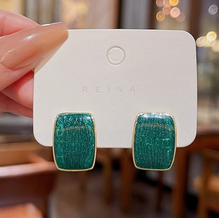 GREEN STUD KOREAN EARRINGS