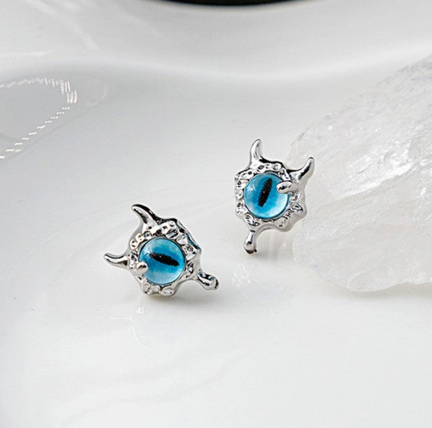 SMALL BLUE EVIL EYE KOREAN STUD EARRINGS