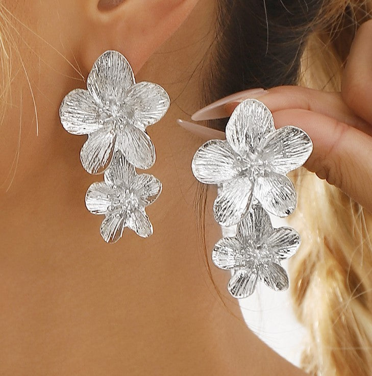 BIG FLOWER DROP KOREAN EARRINGS