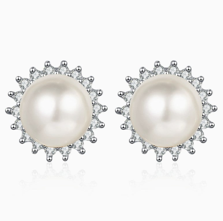 SILVER AD STONE DIAMOND KOREAN STUDS EARRINGS