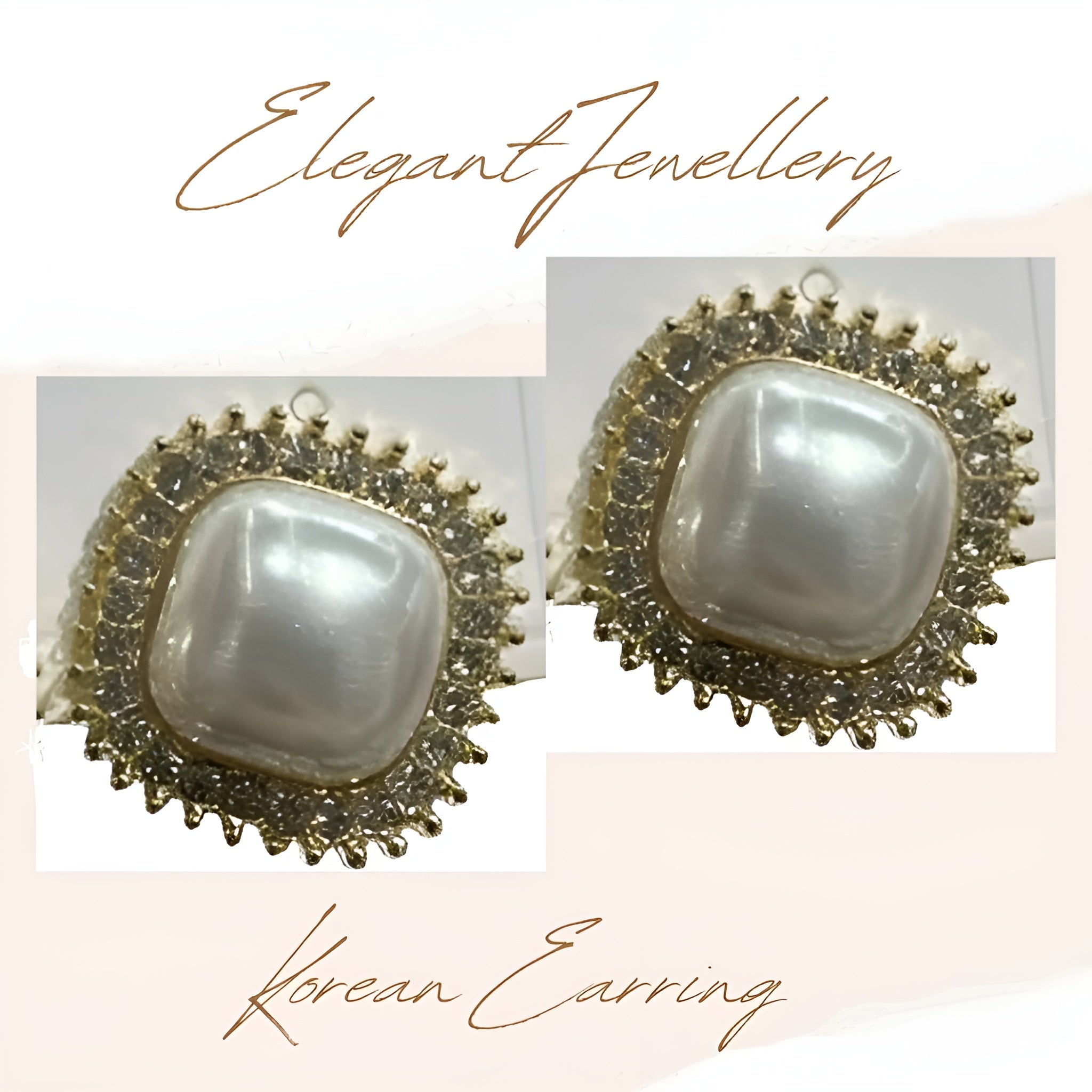 WHITE AD STONE DIAMOND KOREAN STUDS EARRINGS