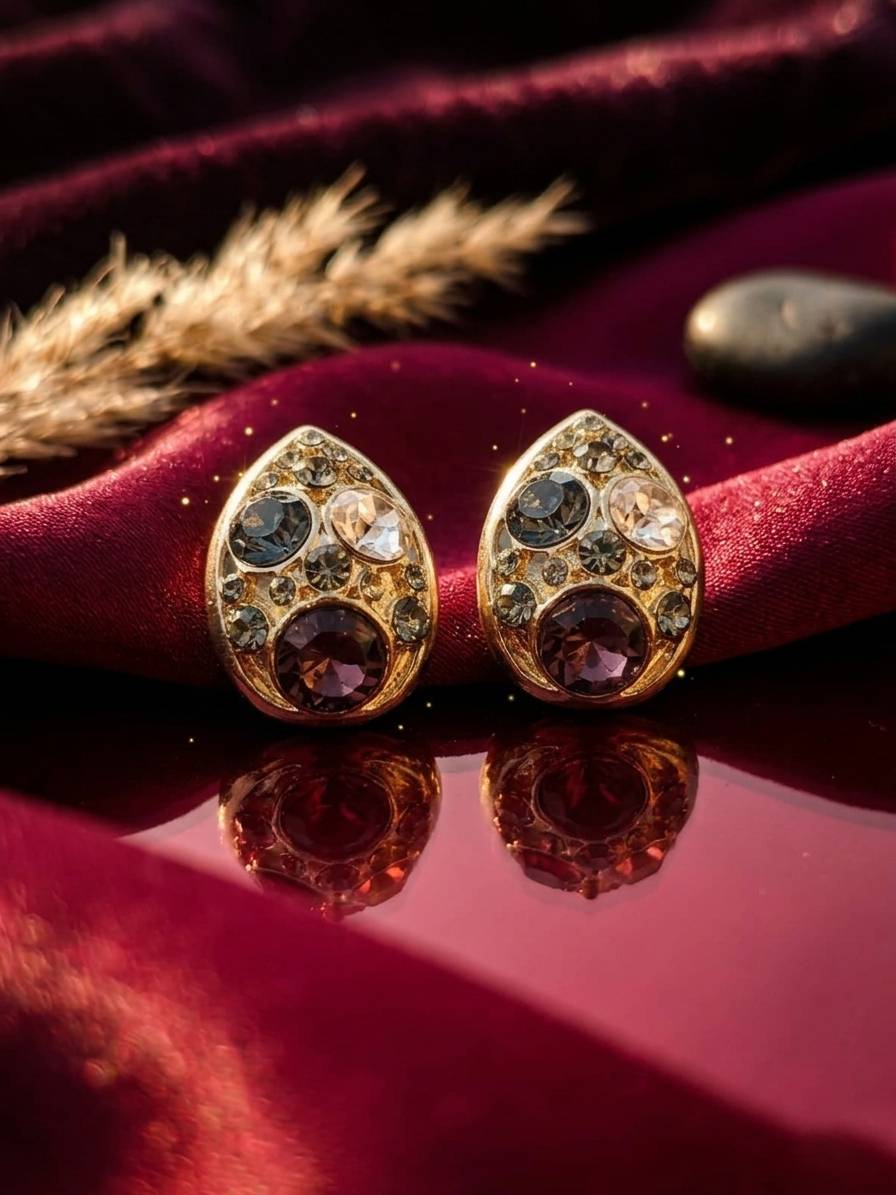 CRYSTALS KOREAN STUDS EARRINGS