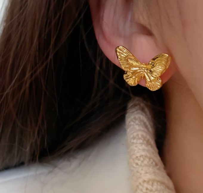 BIG BUTTERFLY ANTI TARNISH STUDS EARRINGS