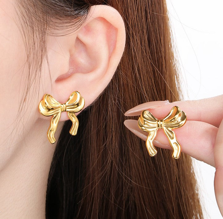 BOW TIE ANTI TARNISH STUDS EARRINGS