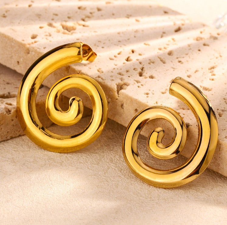 SPIRAL ANTI TARNISH STUDS EARRINGS