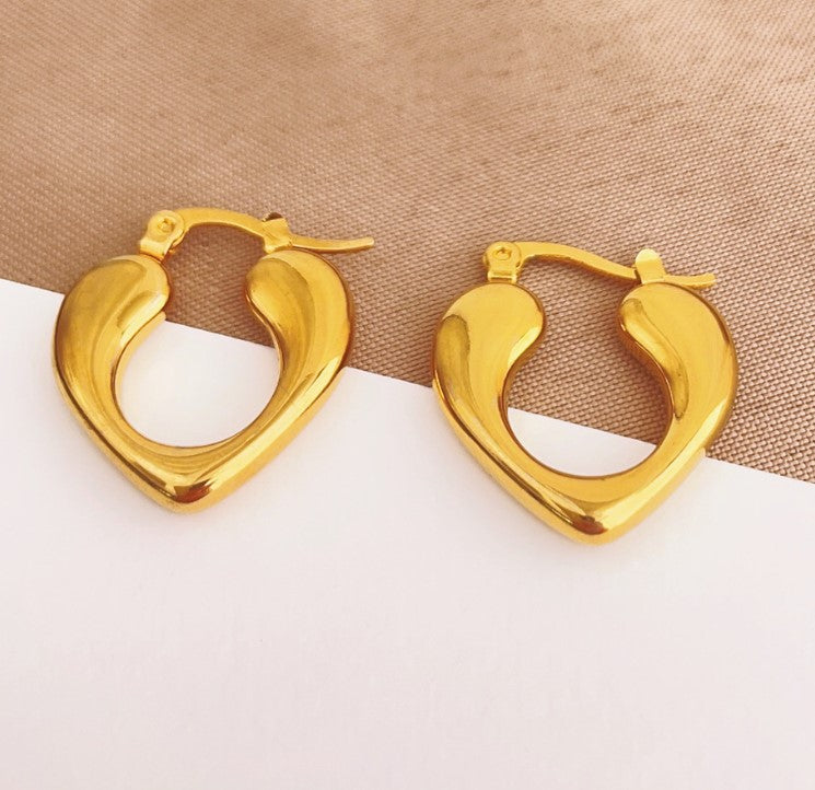 HEART ANTI TARNISH HOOP EARRINGS