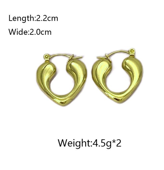 HEART ANTI TARNISH HOOP EARRINGS