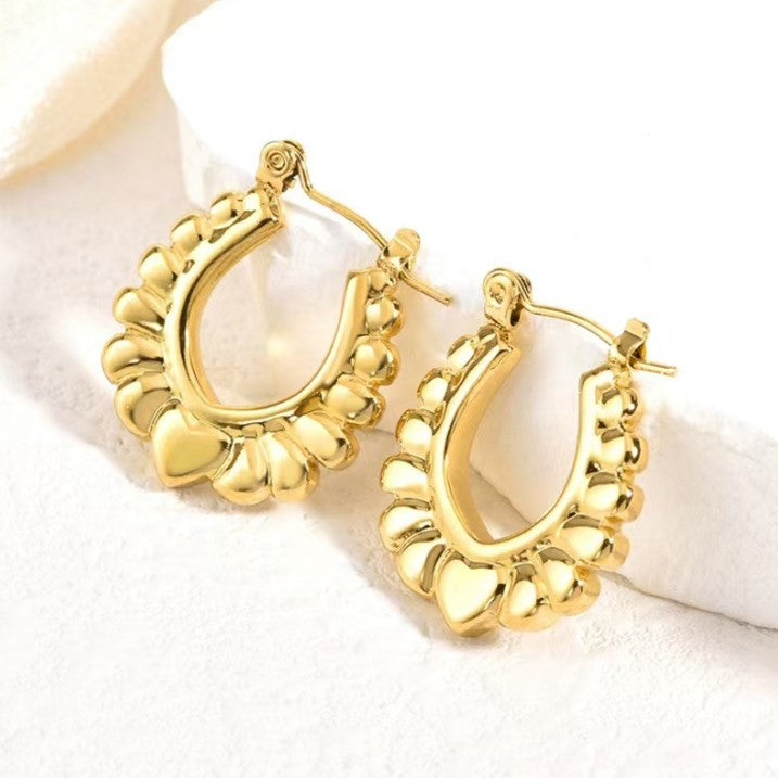 HEART ANTI TARNISH HOOP EARRINGS