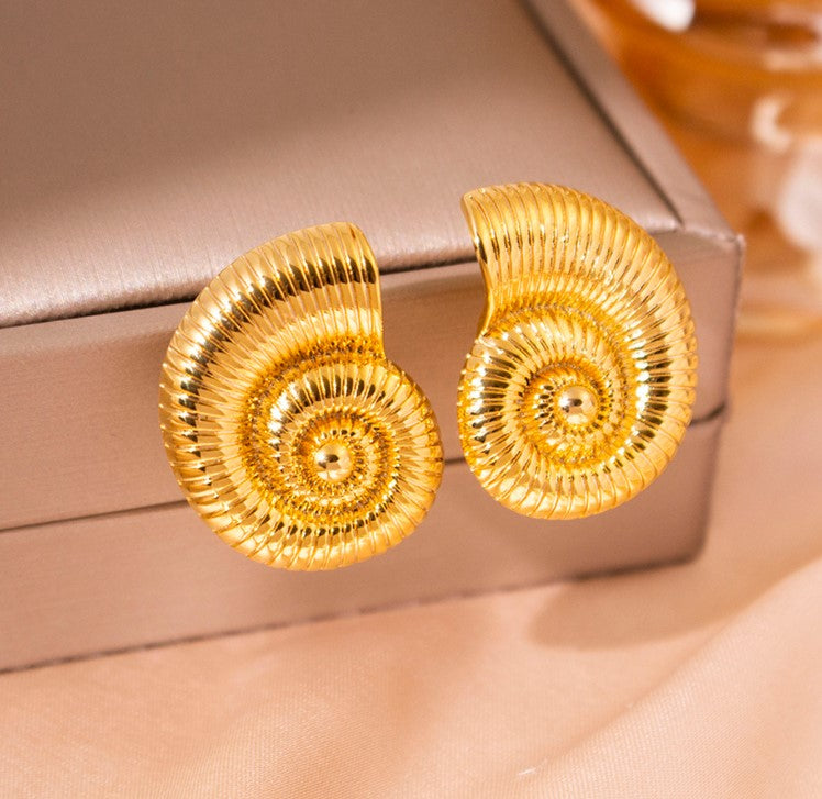 GOLD SPIRAL ANTI TARNISH STUDS EARRINGS