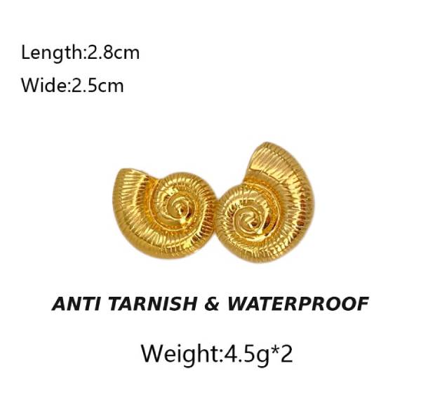 GOLD SPIRAL ANTI TARNISH STUDS EARRINGS