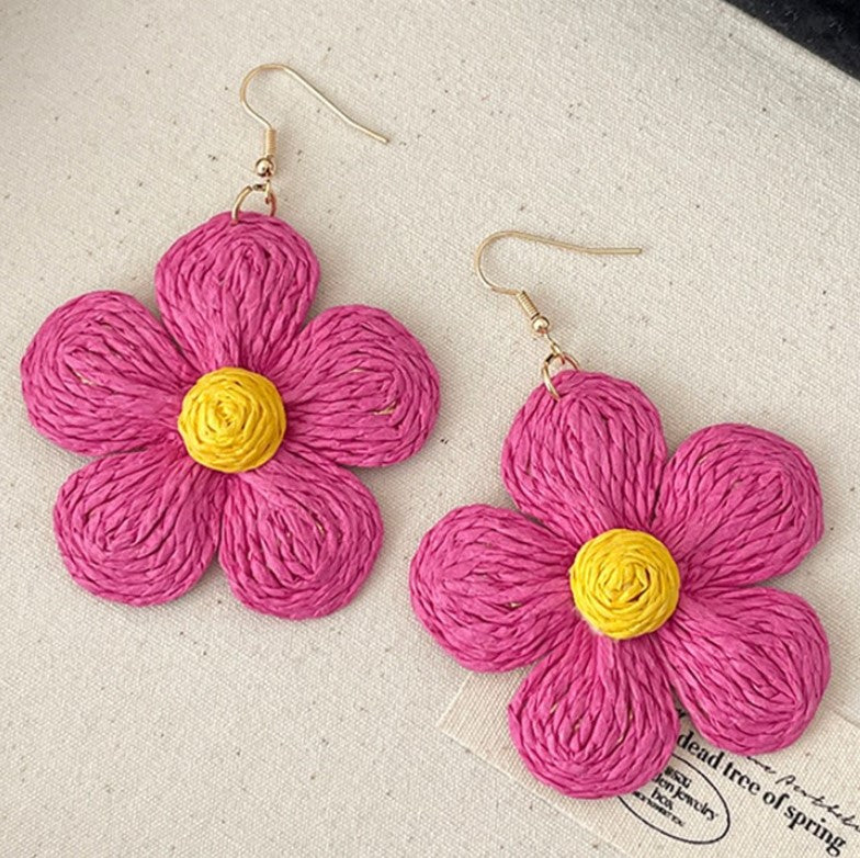 BIG FLOWER DROP KOREAN EARRINGS
