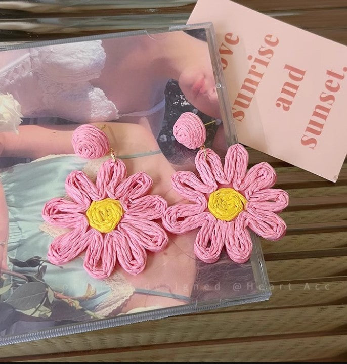 BIG FLOWER DROP KOREAN EARRINGS