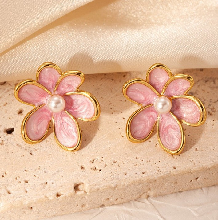 PEARLS FLOWER KOREAN EARRINGS