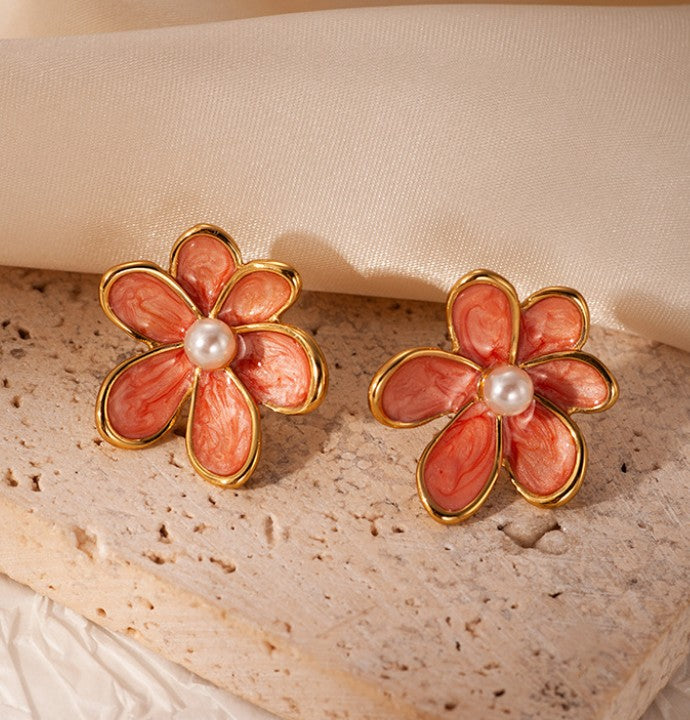 PEARLS FLOWER KOREAN EARRINGS