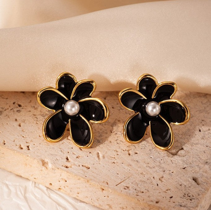 PEARLS FLOWER KOREAN EARRINGS