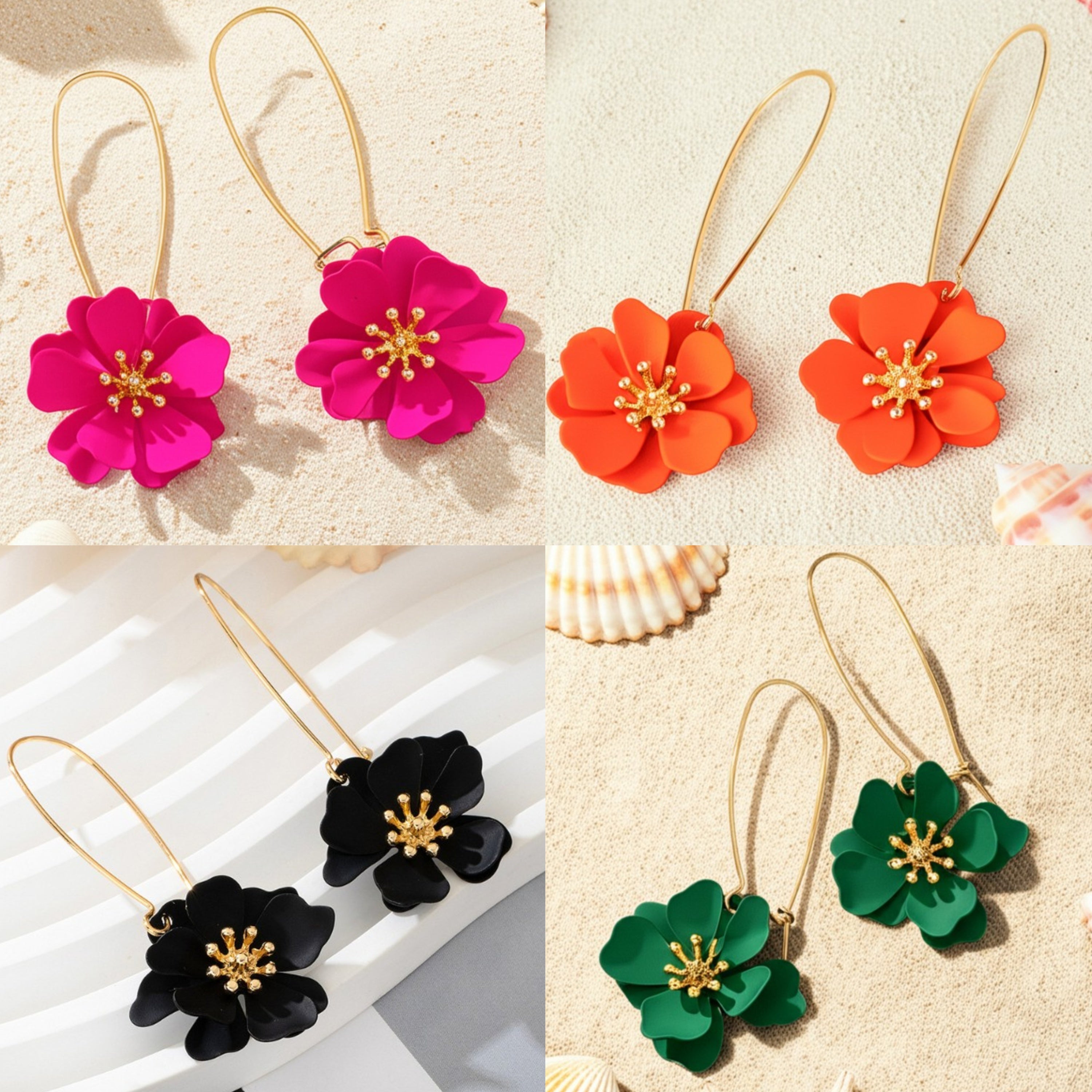 FLOWER DROP KOREAN EARRING