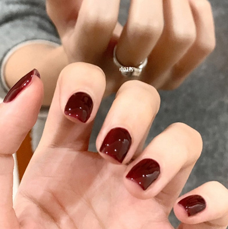 SHORT 24 PC ARTIFICIAL NAILS BURGUNDY W/ KIT