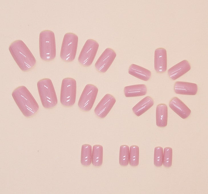 MEDIUM LONG 24 PC ARTIFICIAL NAILS PINK PURPLE W/ KIT
