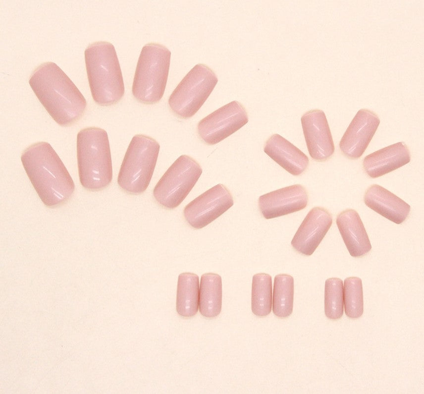 MEDIUM LONG 24 PC ARTIFICIAL NAILS LIGHT PINK W/ KIT