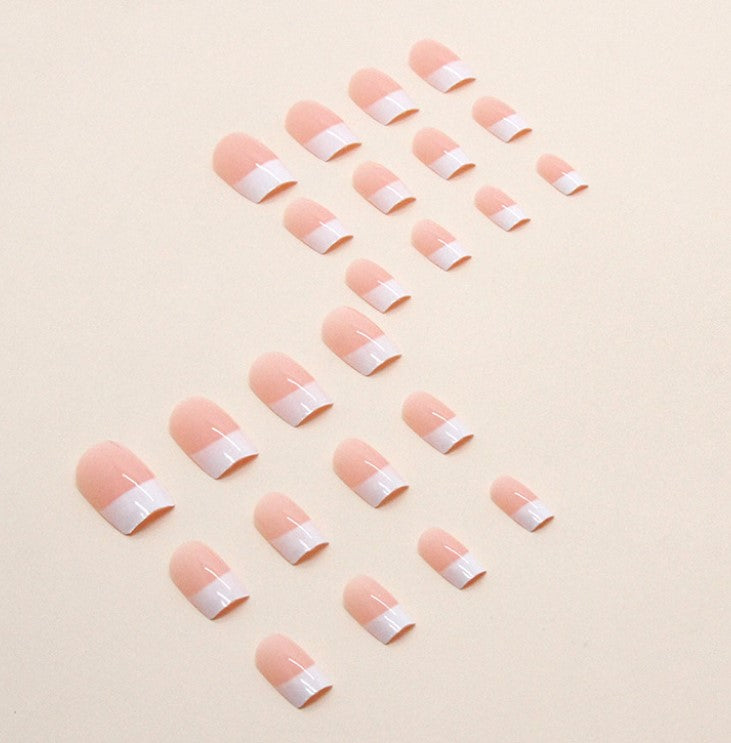 MEDIUM LONG 24 PC ARTIFICIAL NAILS NUDE PINK W/ KIT