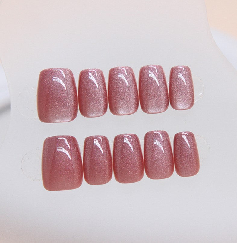 SHORT 24 PC ARTIFICIAL NAILS CAT'S EYE NOBLE PURPLE W/ KIT