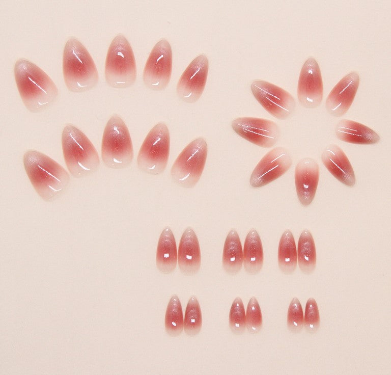 SHORT MEDIUM 30 PC ARTIFICIAL NAILS CAT EYE PEACH