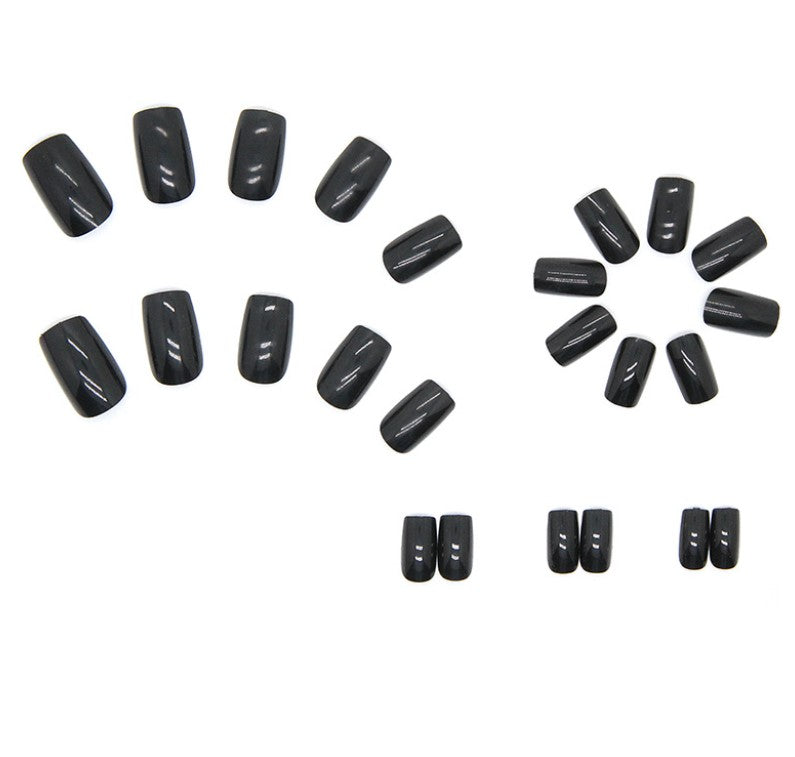 MEDIUM LONG 24 PC ARTIFICIAL NAILS BLACK