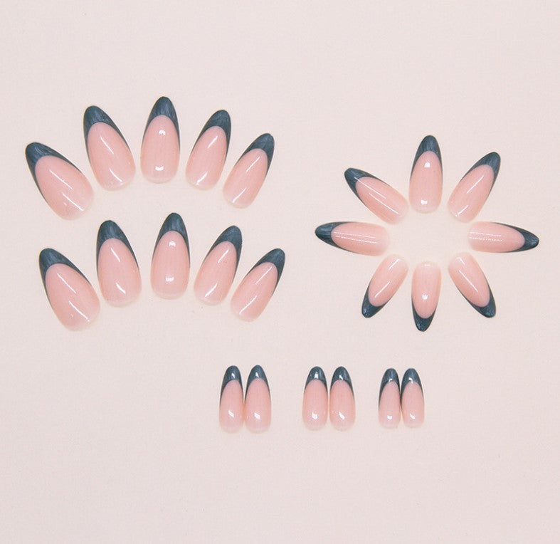 MEDIUM LONG 24 PC ARTIFICIAL NAILS MIST DARK GREEN