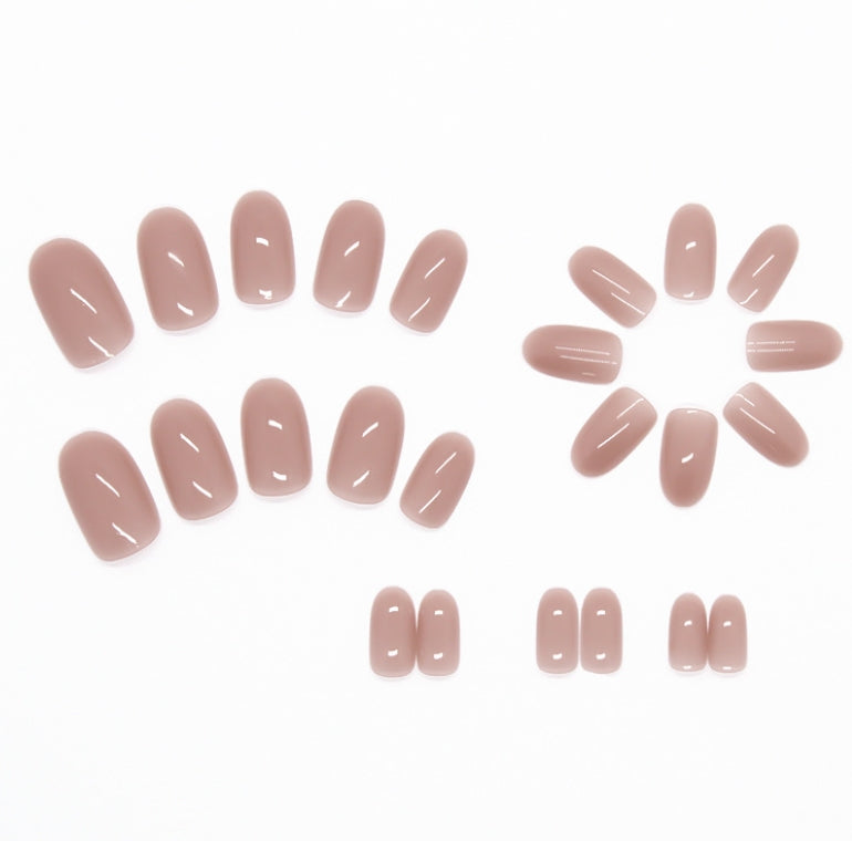 MEDIUM 24 PC ARTIFICIAL NAILS NUDE BROWN
