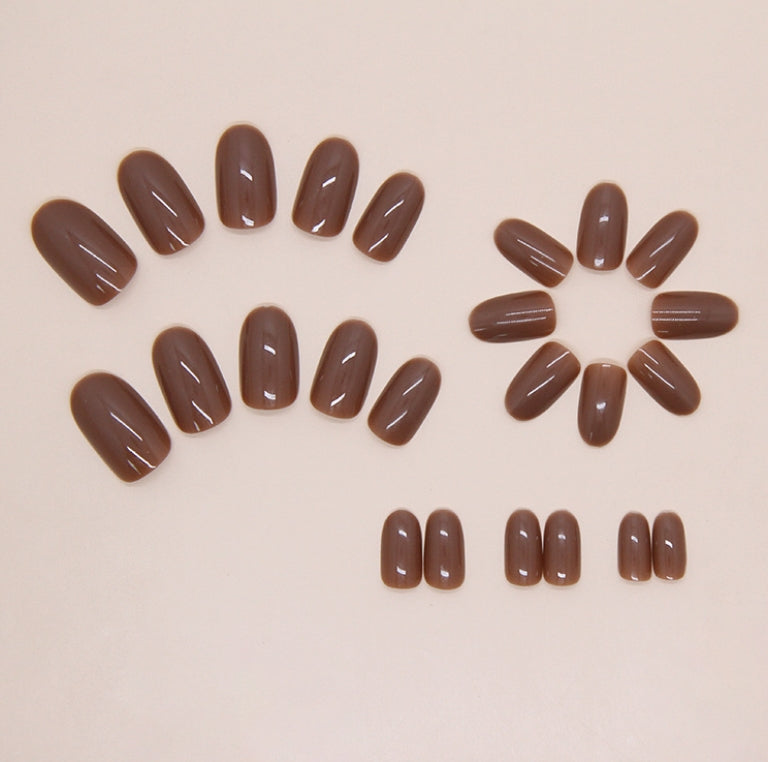 MEDIUM 24 PC ARTIFICIAL NAILS COFFEE BROWN
