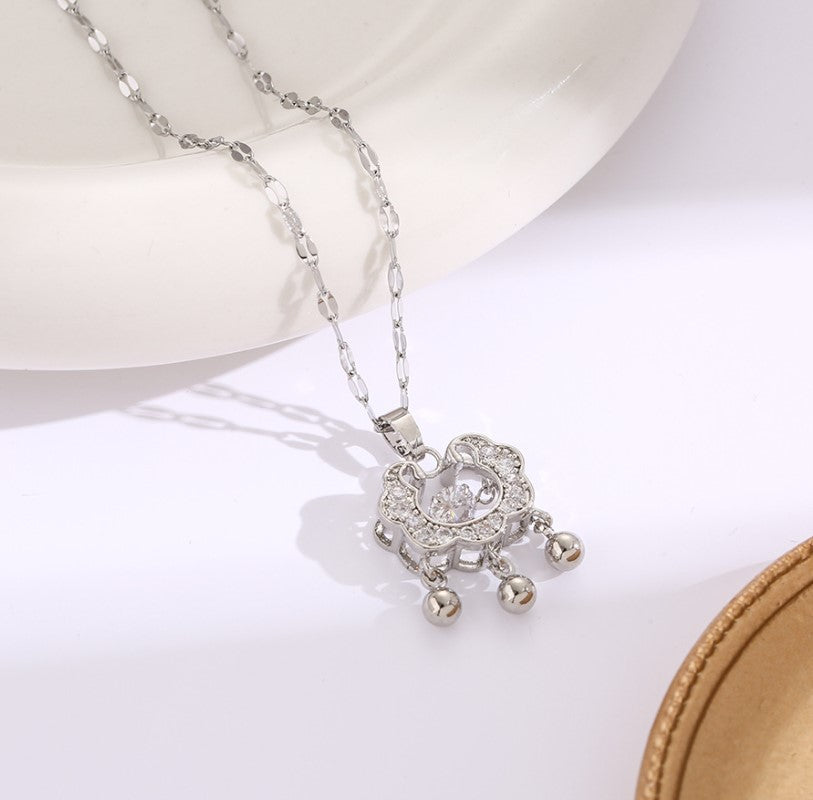 ZIRCON PENDANT CHAIN TITANIUM STEEL NECKLACE