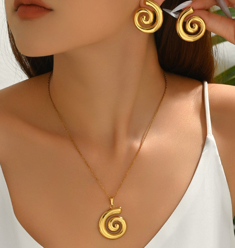 SPIRAL ANTI TARNISH NECKLACE & EARRINGS