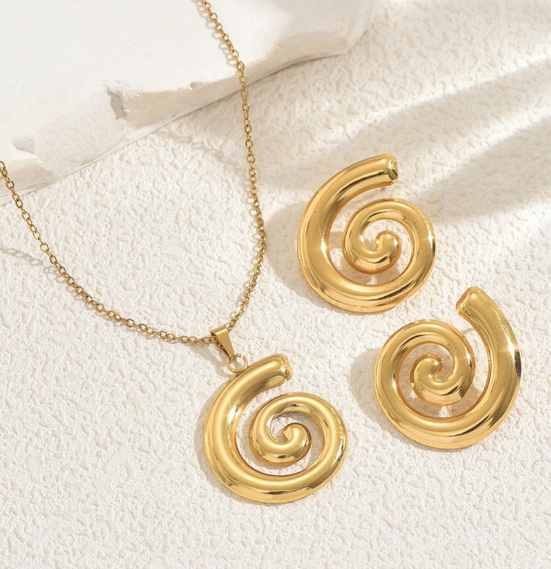 SPIRAL ANTI TARNISH NECKLACE & EARRINGS