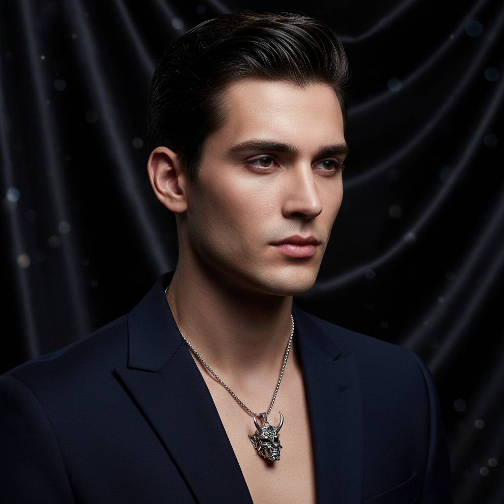 DEMON SKULL HORN GOTHIC NECKLACE