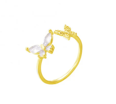 SMALL BUTTERFLY ADJUSTABLE FINGER RING