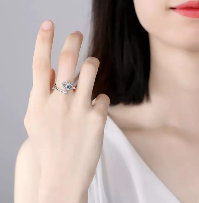 Evil Eye Adjustable Finger Ring