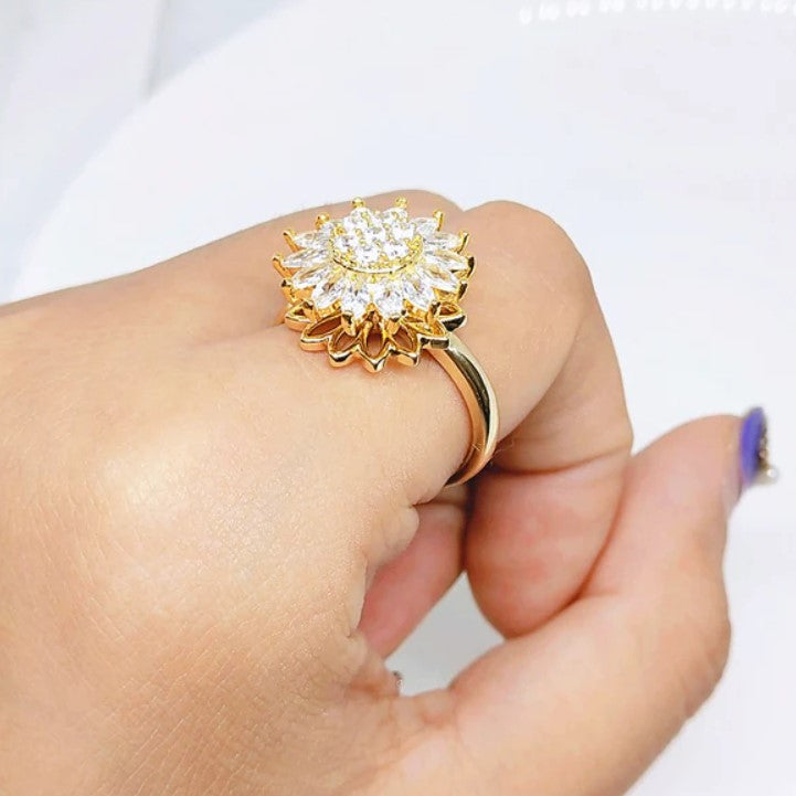 SUN FLOWER SPINNING ROTATING FINGER RING