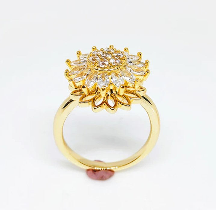 SUN FLOWER SPINNING ROTATING FINGER RING