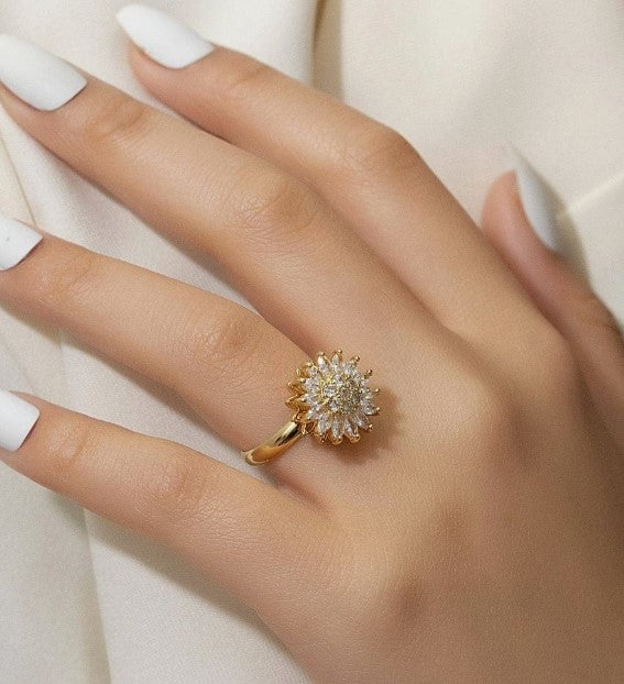SUN FLOWER SPINNING ROTATING FINGER RING