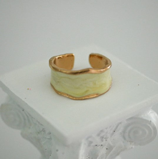 Geometric Wave Enamel Adjustable Ring