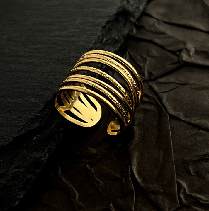 GOLD ANTI TARNISH ADJUSTABLE OPEN RING