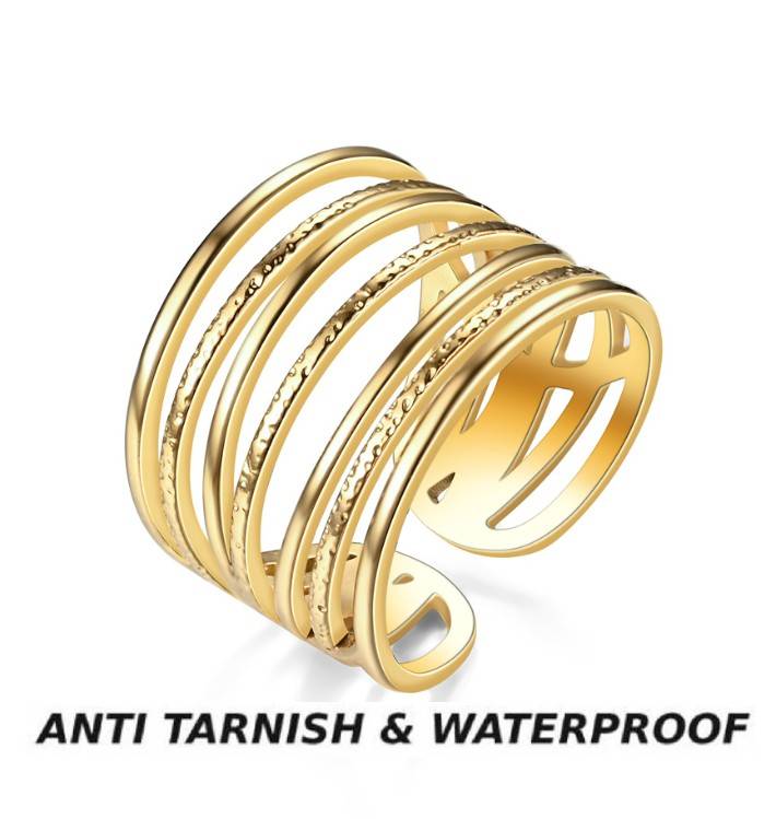 GOLD ANTI TARNISH ADJUSTABLE OPEN RING