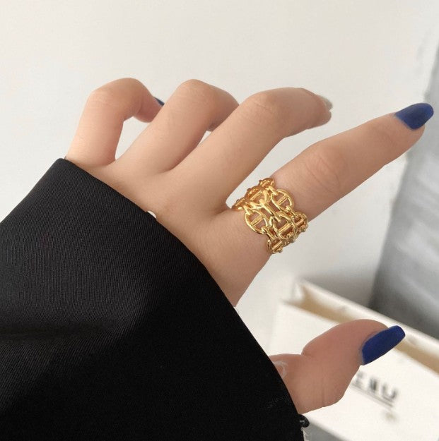 GOLD ANTI TARNISH ADJUSTABLE OPEN RING
